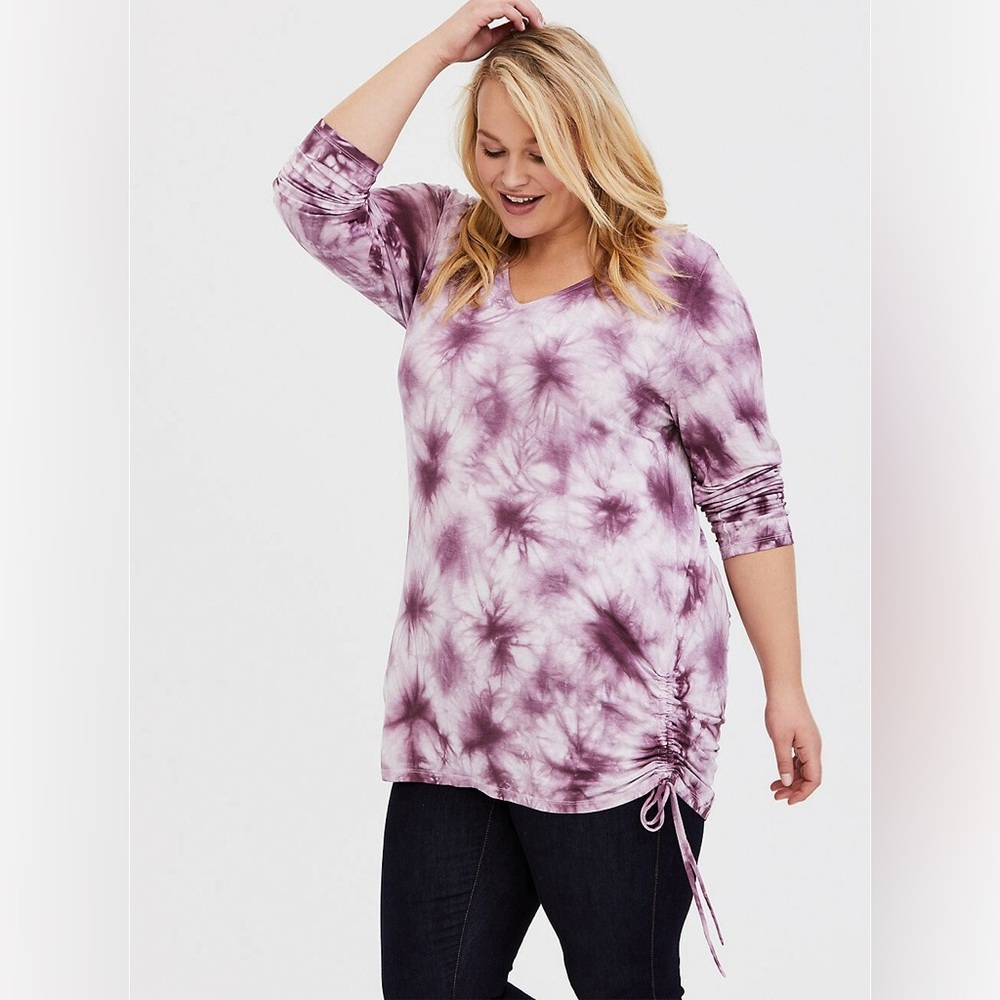 Torrid Purple Tie-Dye Hooded Supersoft Tunic Top - Torrid Size 4 (26, 4X)